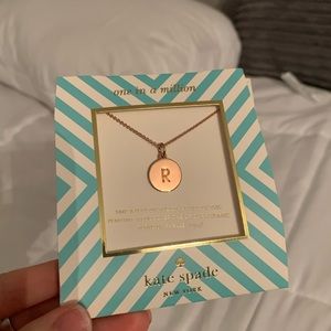 NWT Kate Spade “R” necklace in rose gold